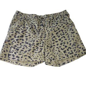 CT487 H & M Army Green & Black Animal Print Denim Shorts 12